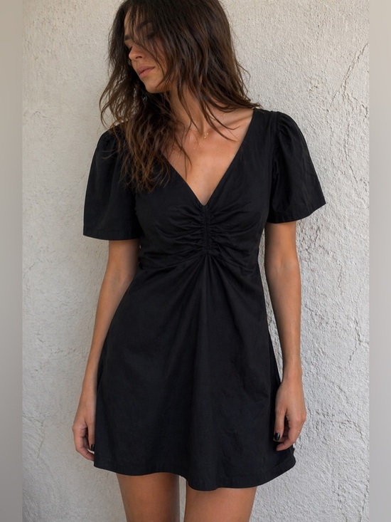 club monaco mini dress Club Monaco Black Polka Dot Silk Long Sleeve Wrap Mini Dress